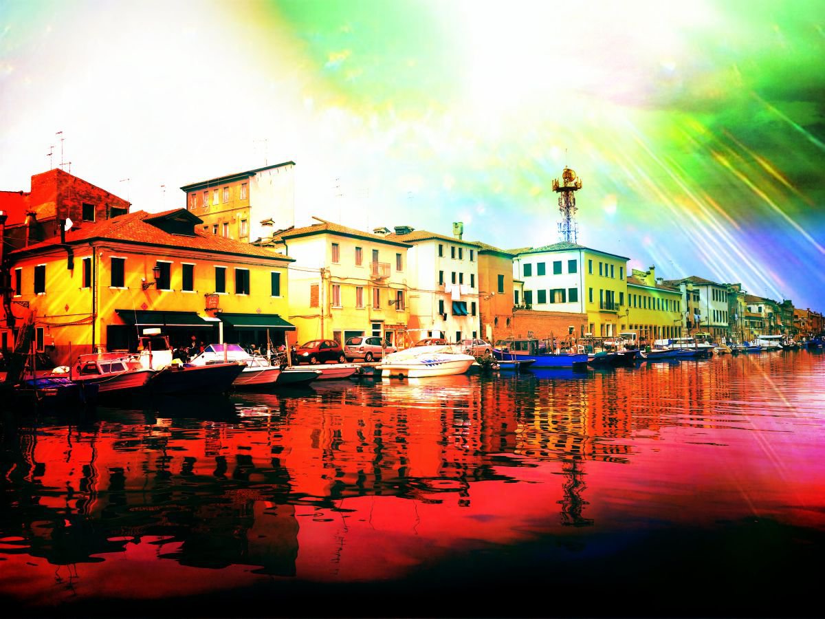 Venice sister town Chioggia in Italy - 60x80x4cm print on canvas 00761m1 READY to HANG by Kuebler