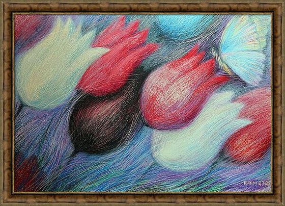Tulips and Butterfly