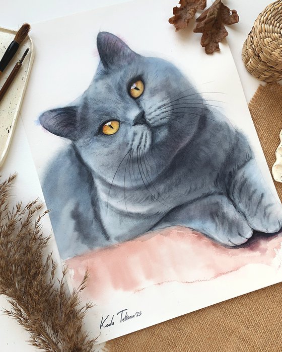 Cat portrait 28x40 cm