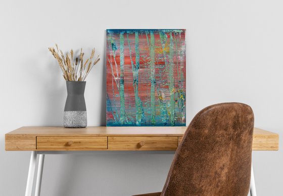 45x55 cm | 17.5 x 21.5″ Green Red Abstract painting Original Canvas Art