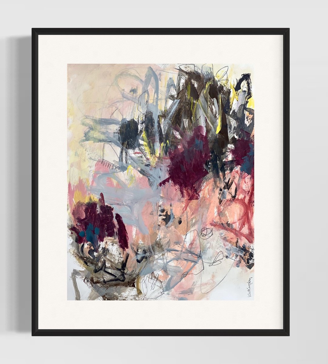 Organic Abstract Acrylic Painting By Kat Crosby, 18 X 24", Walking A Tight Rope, Original Artwork