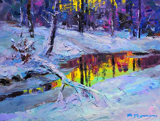 Forest Lake In The Winter Forest