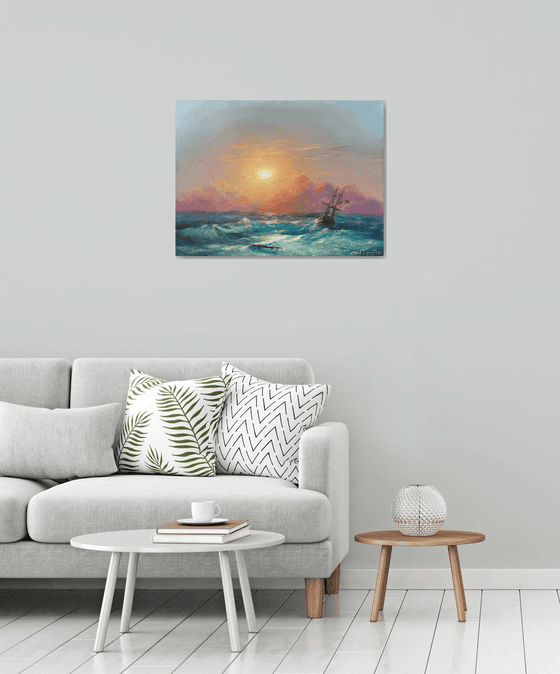 Sunset Over Turbulent Waters