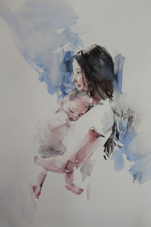 Mother And Son 2 Watercolour By Boyana Petkova Artfinder