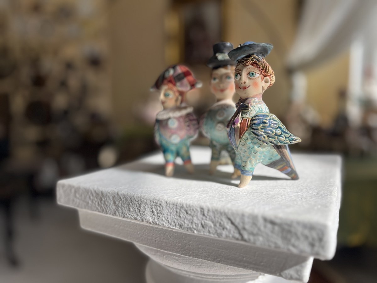 Expressive Clay Sculpture , Three Picky Birdies By Elya Yalonetski, 8 X 6, Artwork For Sale On Artfinder