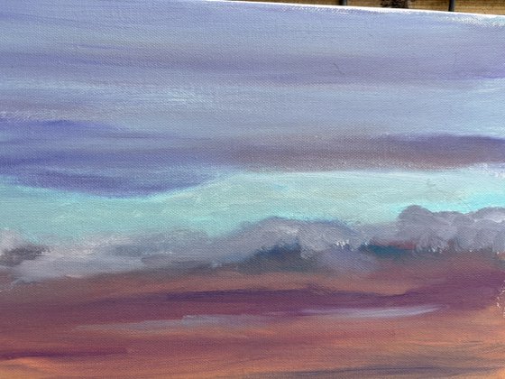 Sunset before storm. Plein air