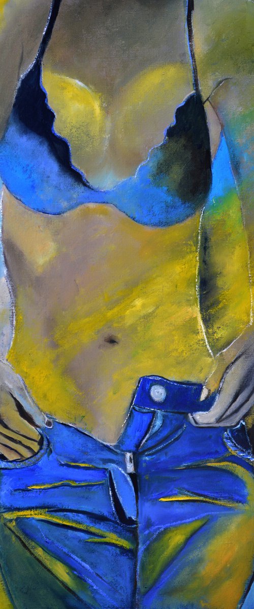 Nude girl in jeans by Pol Henry Ledent