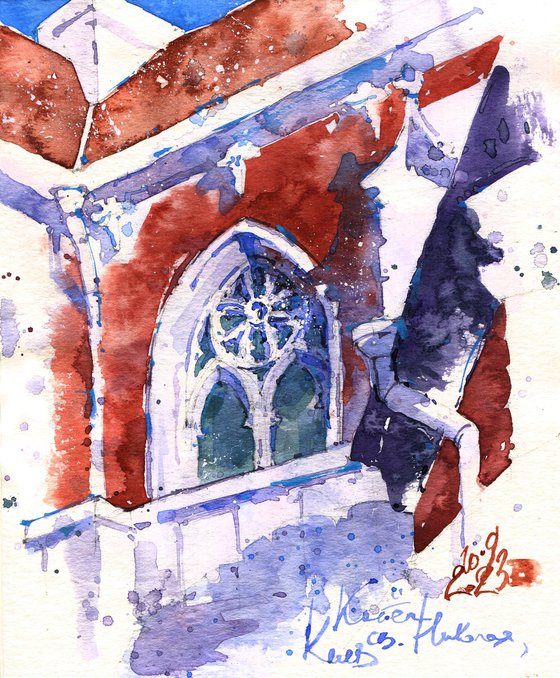 "Church of St. Nicholas, Kyiv" - original watercolor architectural sketch