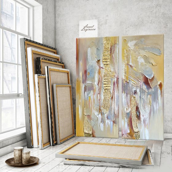 Abstract golden canvas wall art