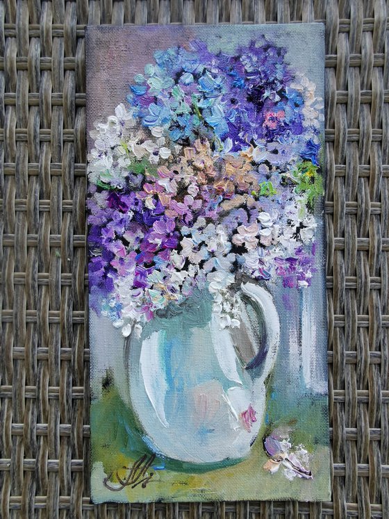 Lilac floral  painting, Original oil painting, Boho wall art art on canva