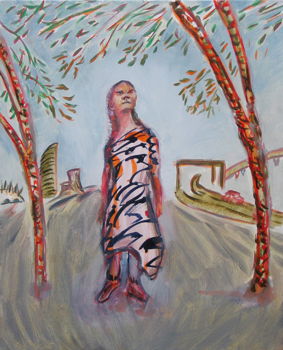 Expressive Cityscapes Oil Painting By Frank Creber, 24 X 30, Aspen Way, Original Artwork