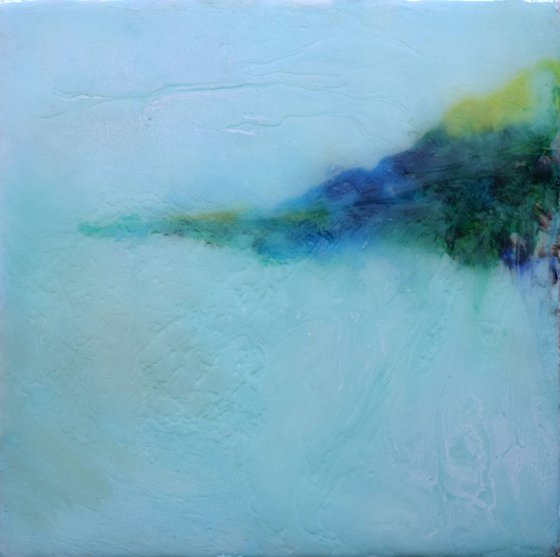 Island in a foggy day / Abstract / Mixed Media on canvas
