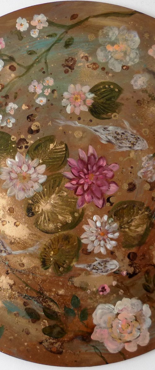 "Pond dance" 60cm round canvas by Loetitia Pillault
