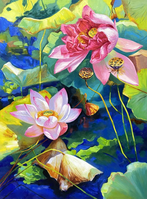 Still life oil painting:Lotus t183