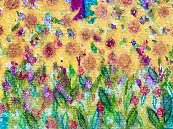 Sunflower Garden, watercolour painting