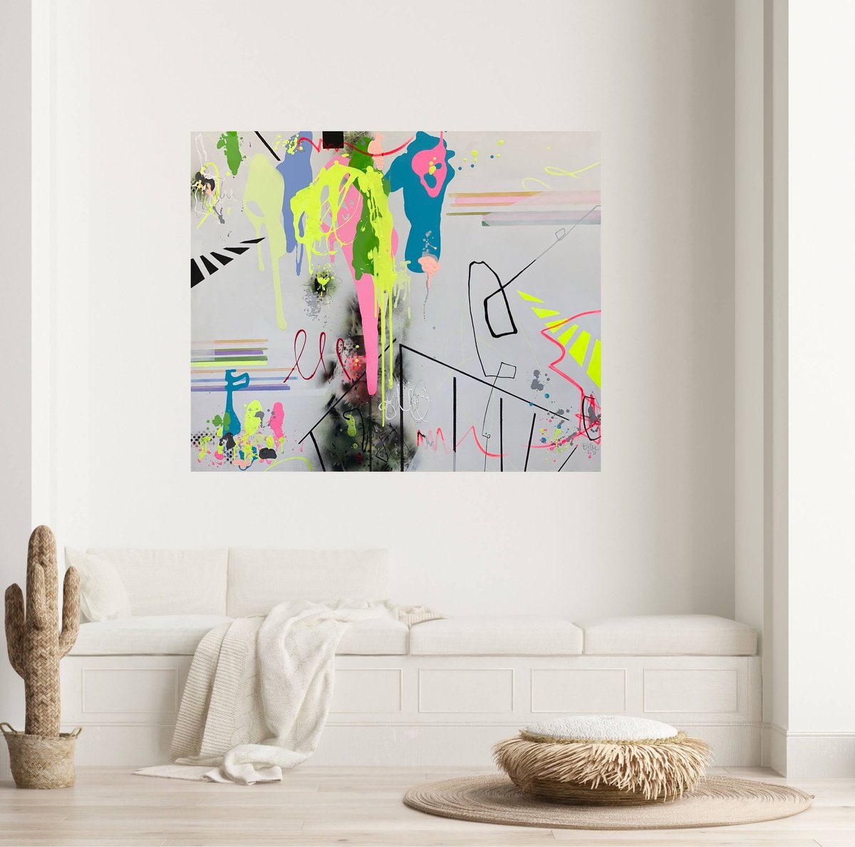 Abstract Acrylic Painting By Bea Schubert, 47 X 39, Be A Hero No.4, Original Artwork