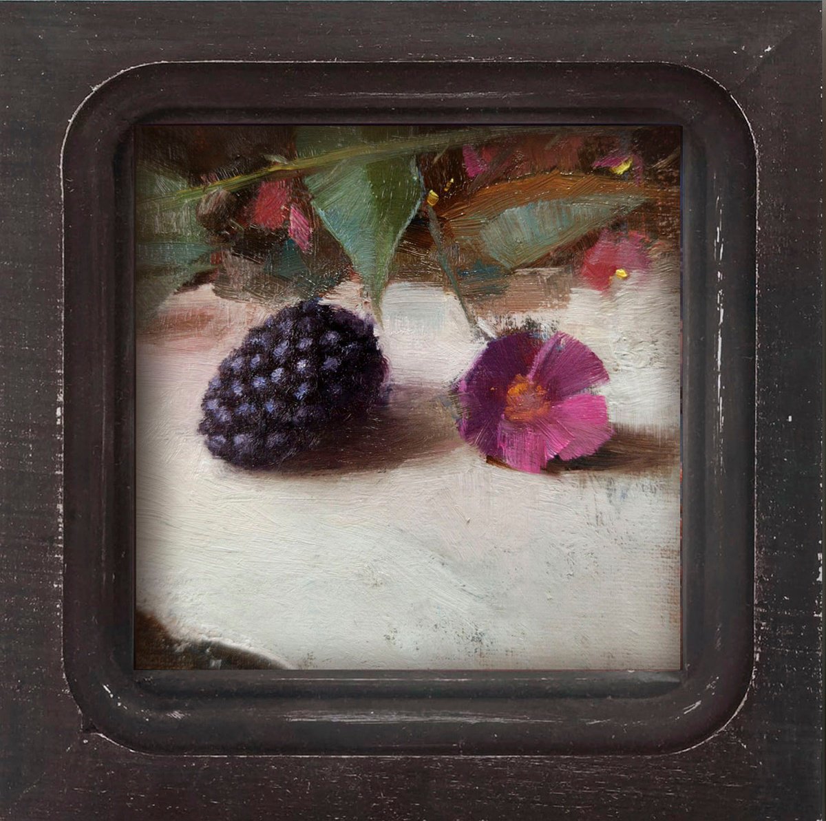 Botanical Oil Painting By Ayna Paisley, 5 X 5, Odd Couple, Original Artwork