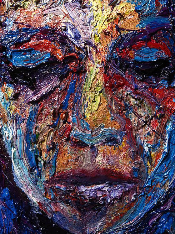 Original Oil Painting Portrait Abstract Face Expressionism Impressionism