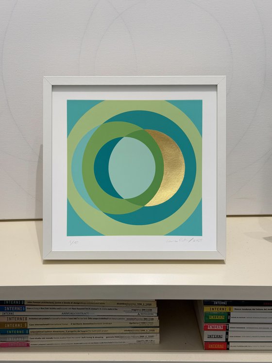 Fine Art Print & Gold painted. Turquoise