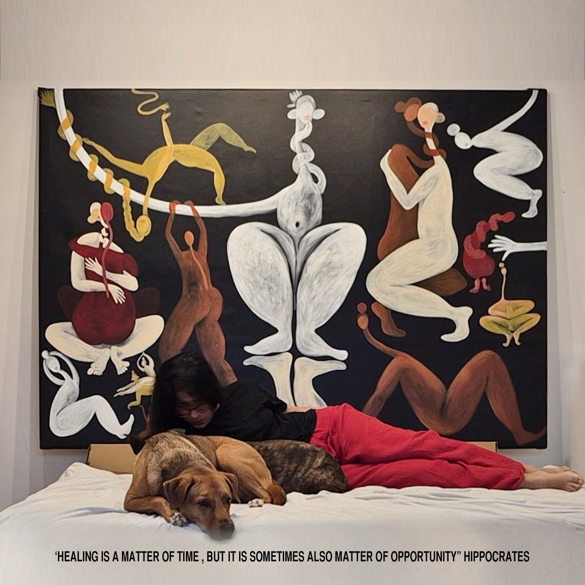 Impressionistic Portrait Acrylic Painting By Kariko Ono, 79 X 55", Health 6Xxl, Original Artwork