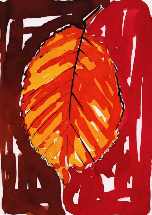 Hornbeam Leaf Painting by Ewa Dabkiewicz