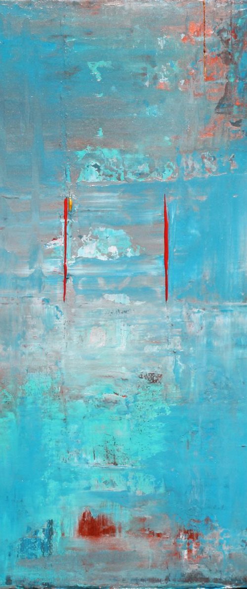 Little Blue Copper Abstract by Robert Lynn