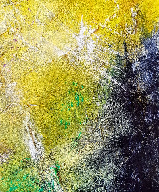 - Yellow Black 22 - TEXTURED Abstract Diptych On Unframed A3 Papers.