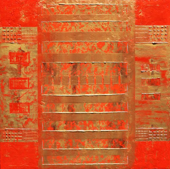 Red Gold Asian Abstract