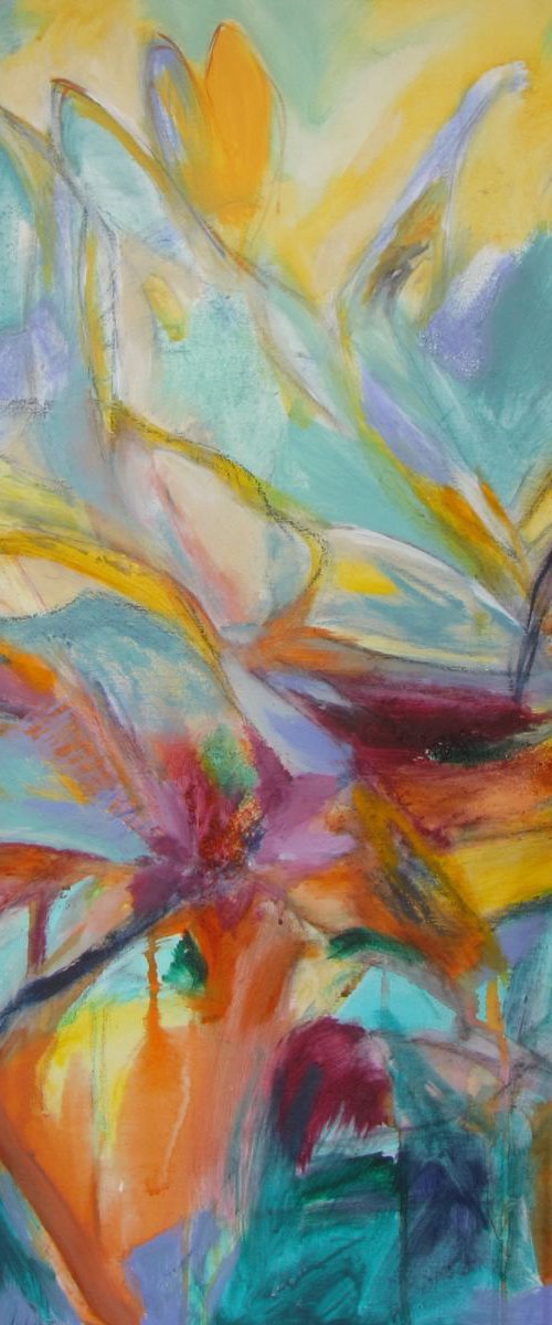 A Day in the Park - Large colourful abstract painting on canvas - ready to hang by Karin Goeppert