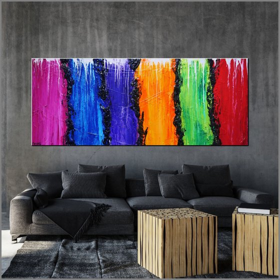 Lifesaver 200cm x 80cm Colourful Abstract Art