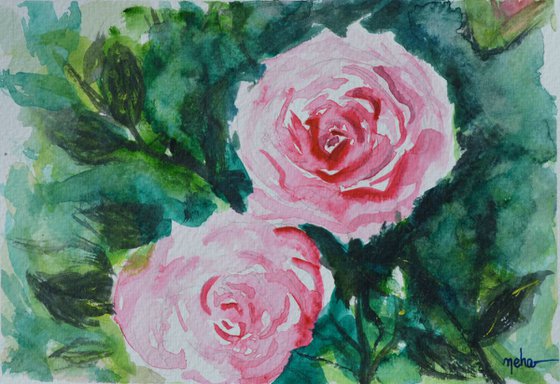 A pair of pink roses