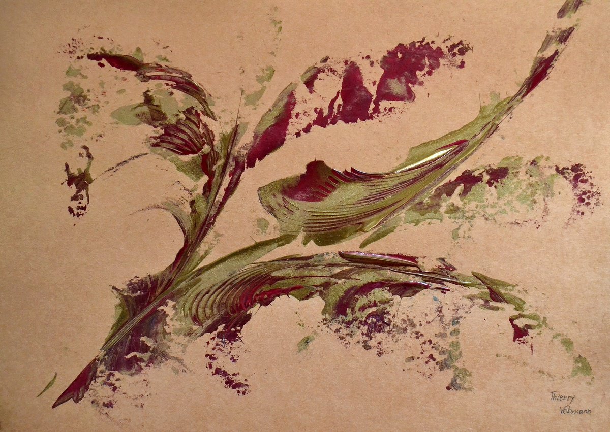 Abstract Acrylic Painting By Thierry Vobmann. Abstract ., 17 X 12", Natural Style 6, Original Artwork