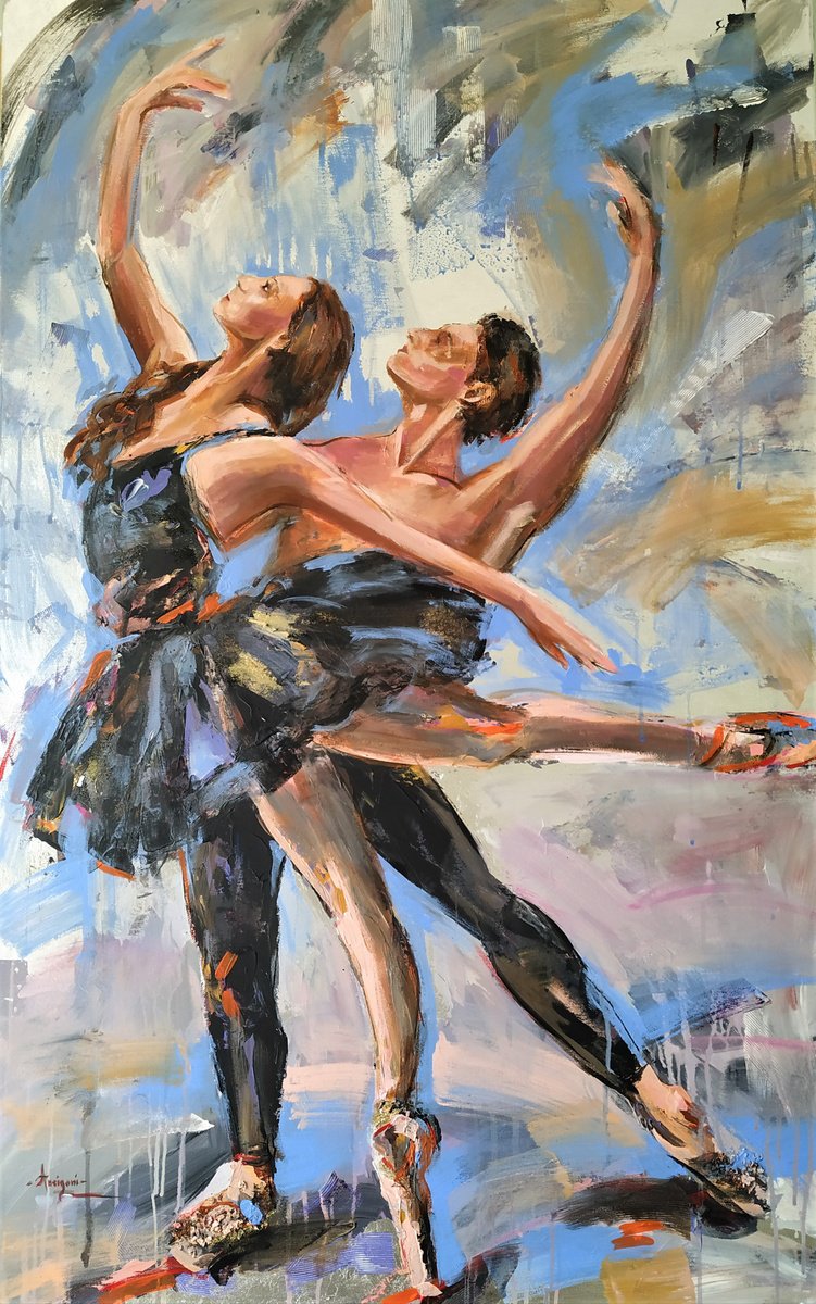 Romeo and Juliet - Ballerina painting-Ballet painting by Antigoni Tziora