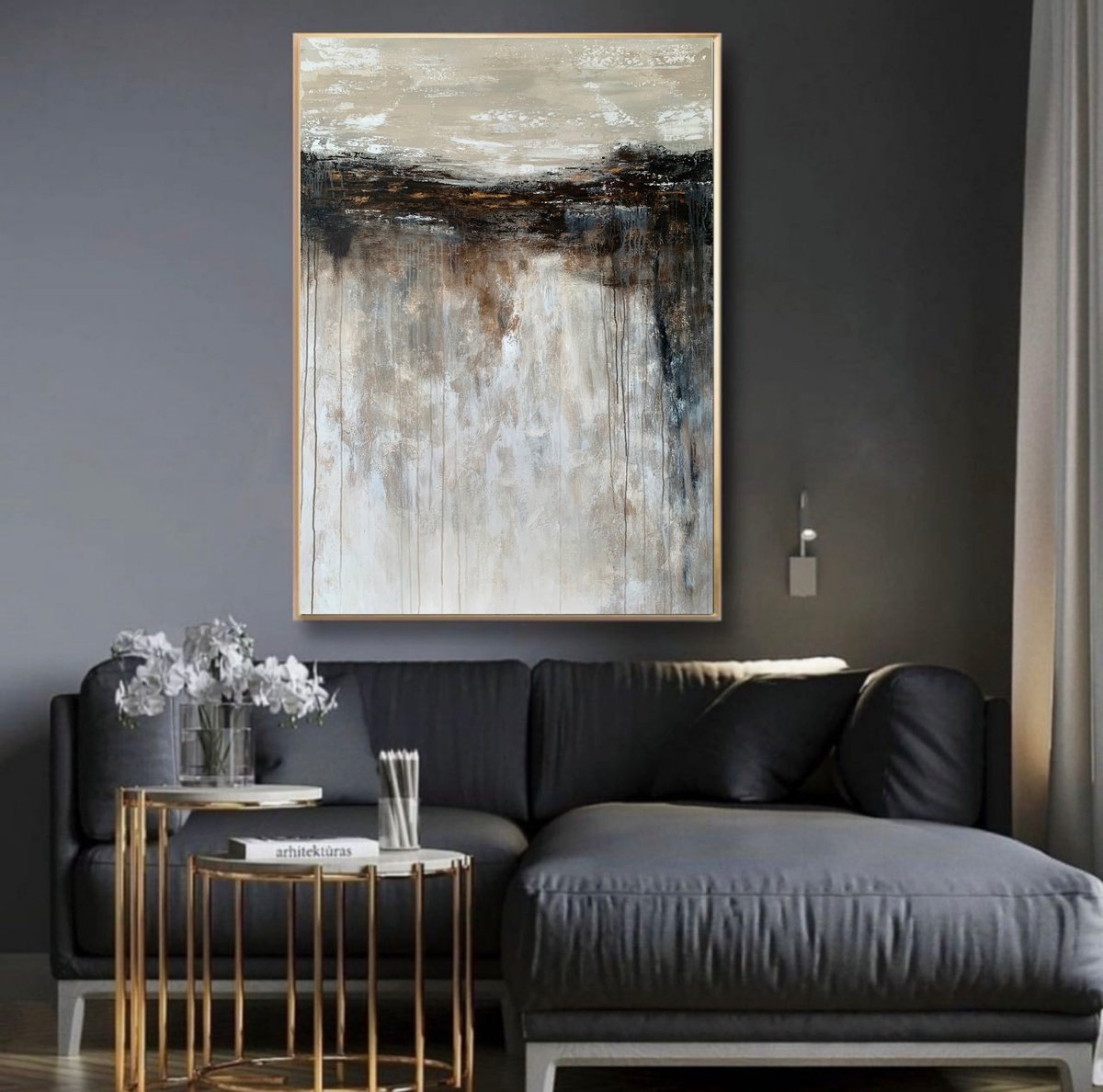 Organic Landscape Acrylic Painting By Tatiana Malinovscaia, 39 X 55", Where Life Meets The Horizon, Original Artwork