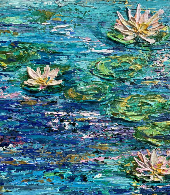 Blue Waterlily Pond - Abstract