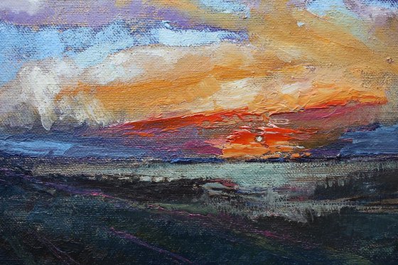 Wold Sunset 3 Early September 2017 Original Oil Painting