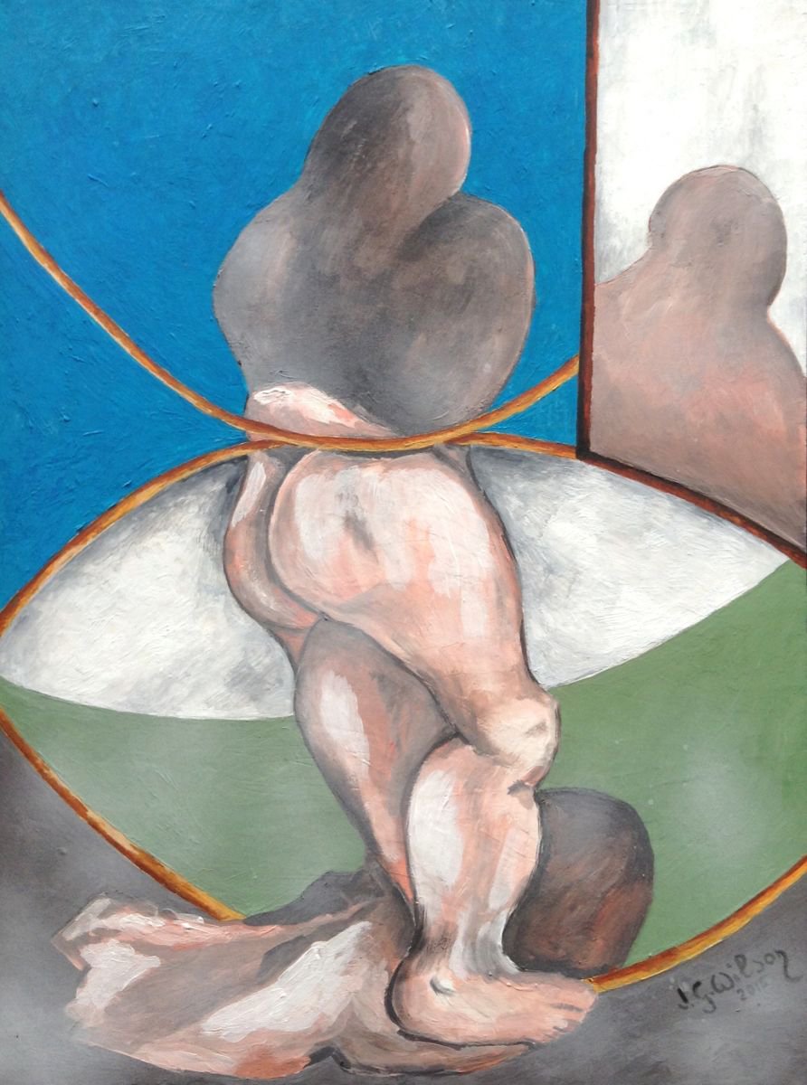 Abstract Oil Painting By Jg Wilson, 12 X 16, Soul In The Mirror., Original Artwork