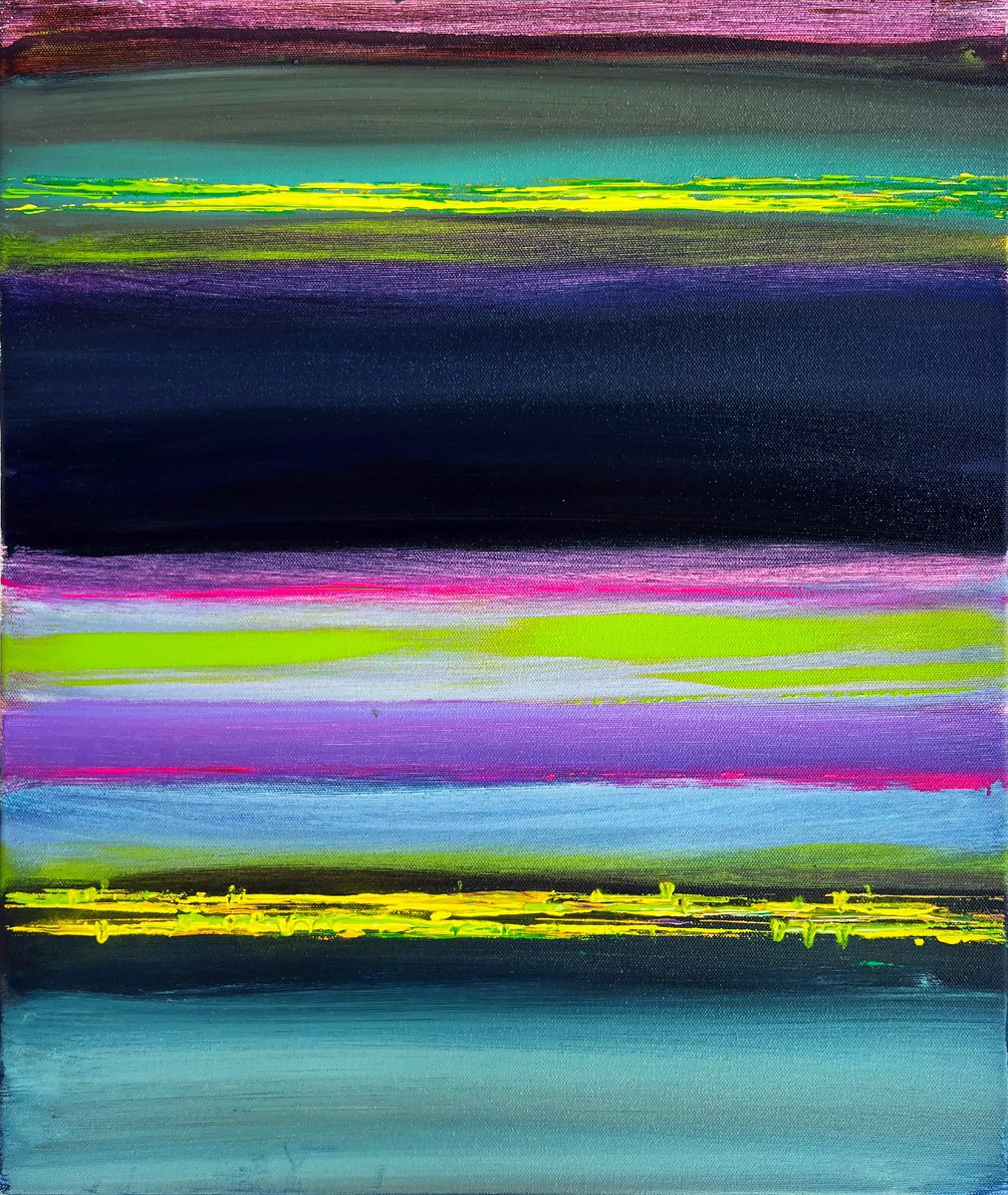 Impressionistic Landscape Acrylic Painting By Randi Antonsen, 18 X 22", Impressions Of A Beach, Original Artwork