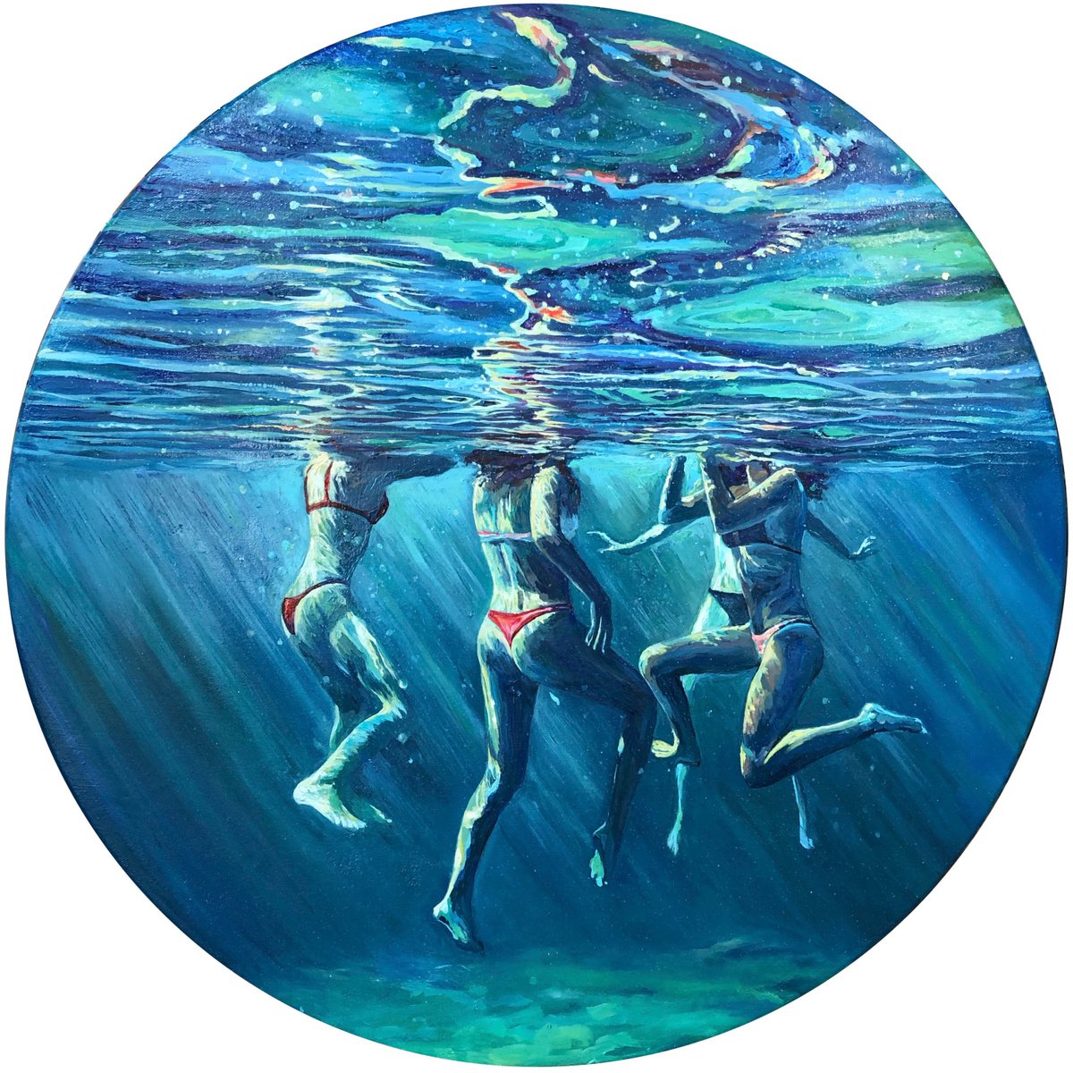 Impressionistic Portrait Oil Painting By Daria Dudochnykova, 24 X 24, Light Show, Original Artwork