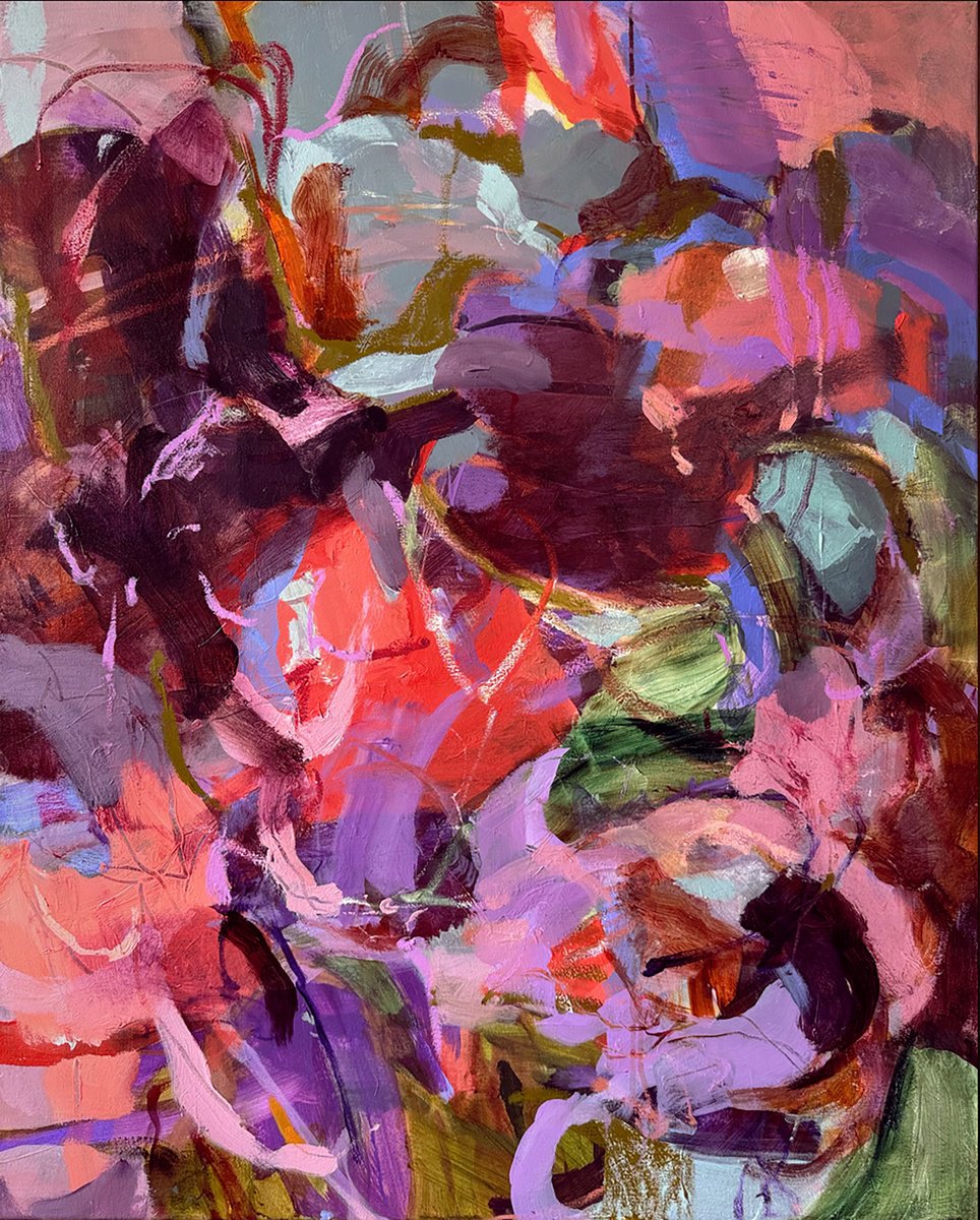 Abstract Acrylic Painting By Anna Rolskaya, 31 X 39, Her Silence Smelled Like Roses, Original Artwork