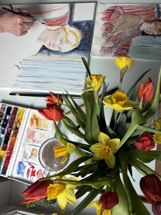 A girl in the old cardigan