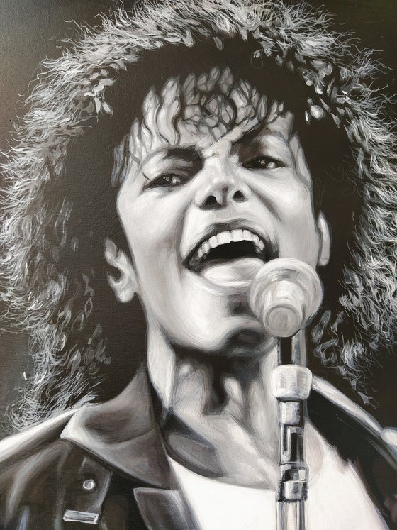 Michael Jackson portrait Original signed painting on canvas artwork present Idea fan gift Moonwalker MJ party wall-art King of pop music