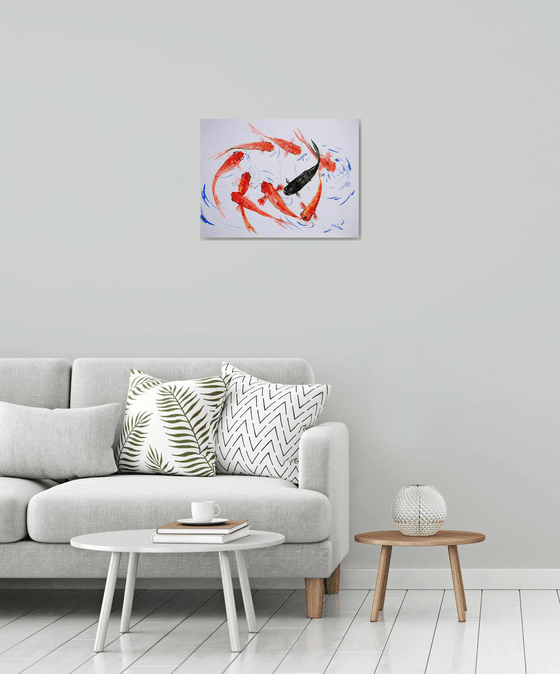 Feng Shui Koi wall art, 9 Koi fish