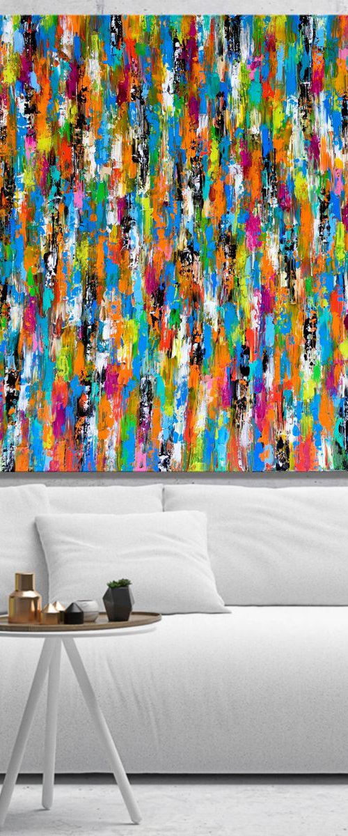 Color Story - XL Large abstract art – Palette Knife Art -  Expressions of energy and light. by Julijana Ravbar