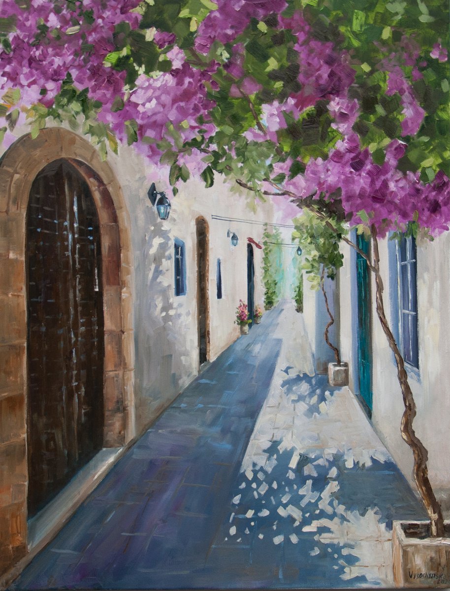 Impressionistic Cityscapes Oil Painting By Tetiana Vysochynska, 20 X 26", Mediterranean Town., Original Artwork