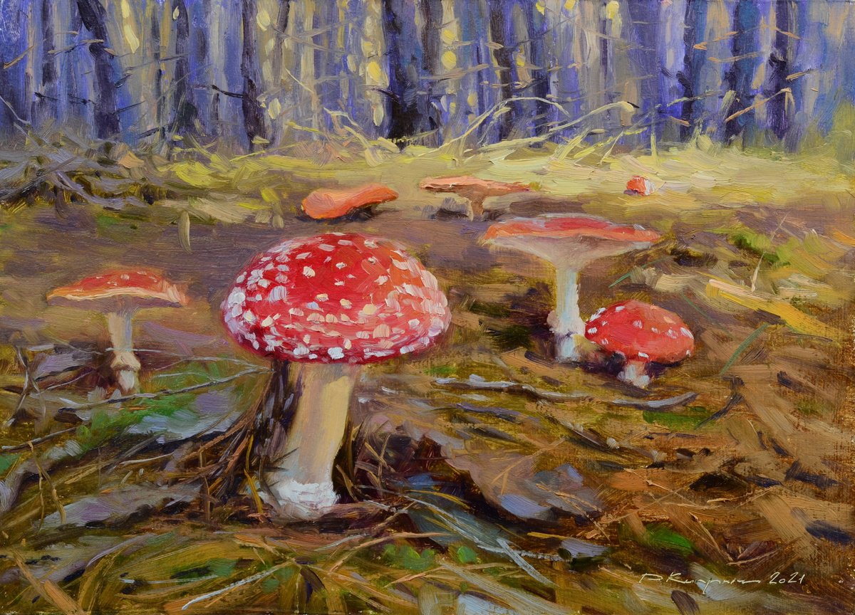 Impressionistic Landscape Oil Painting By Ruslan Kiprych, 12 X 9", Forest Stories, Original Artwork