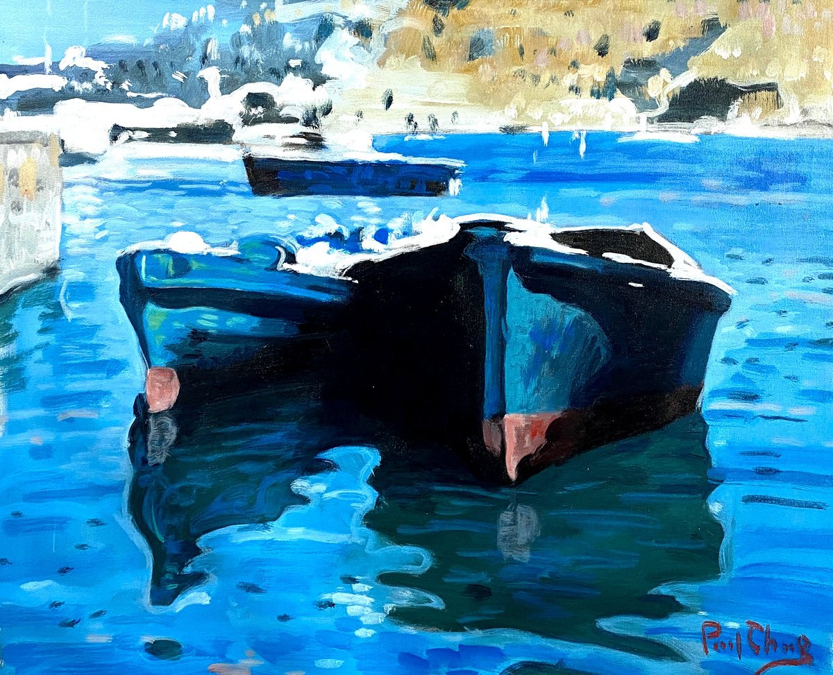 Impressionistic Cityscapes Acrylic Painting By Paul Cheng, 24 X 20", Semi-Abstract Cityscape No.7, Original Artwork