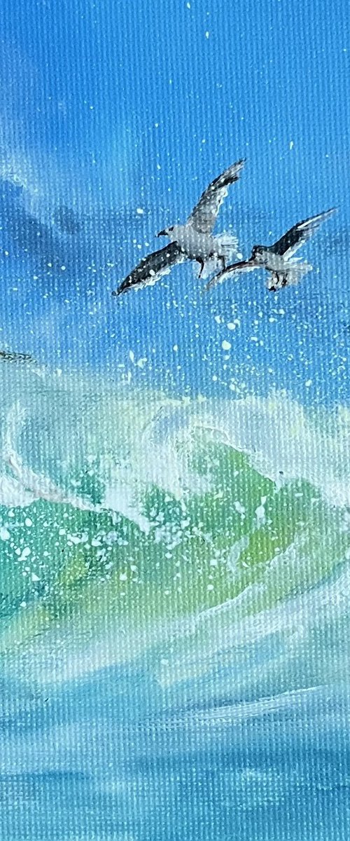 Sea waves 9,5x9,5 inches by Myroslava Denysyuk