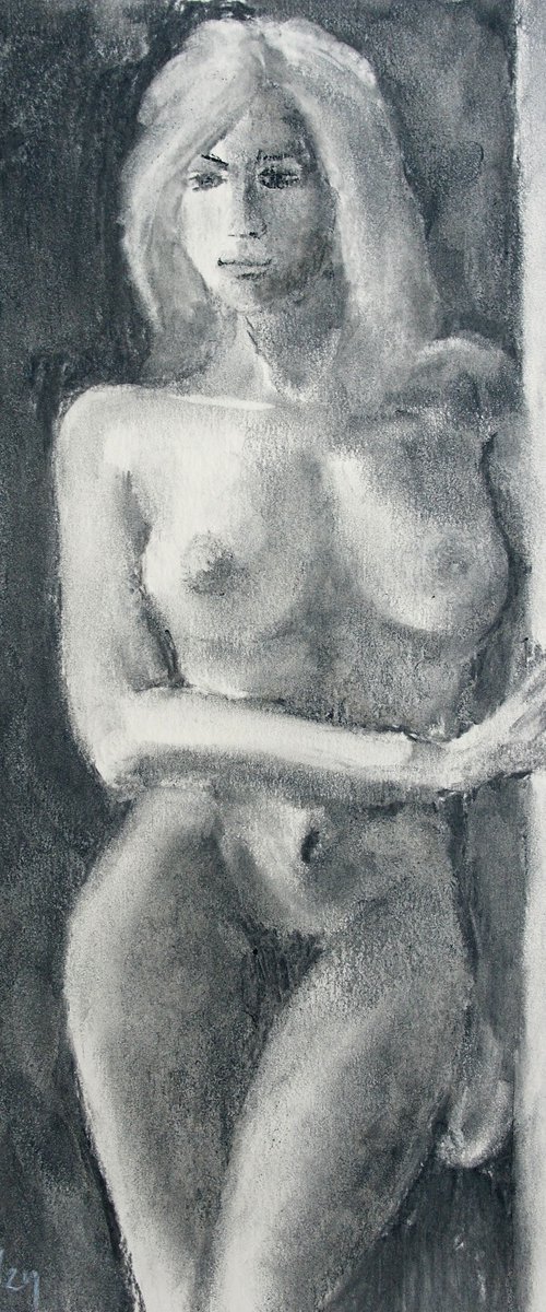 Female Figure 47 Charcoal Sketch by Juri Semjonov