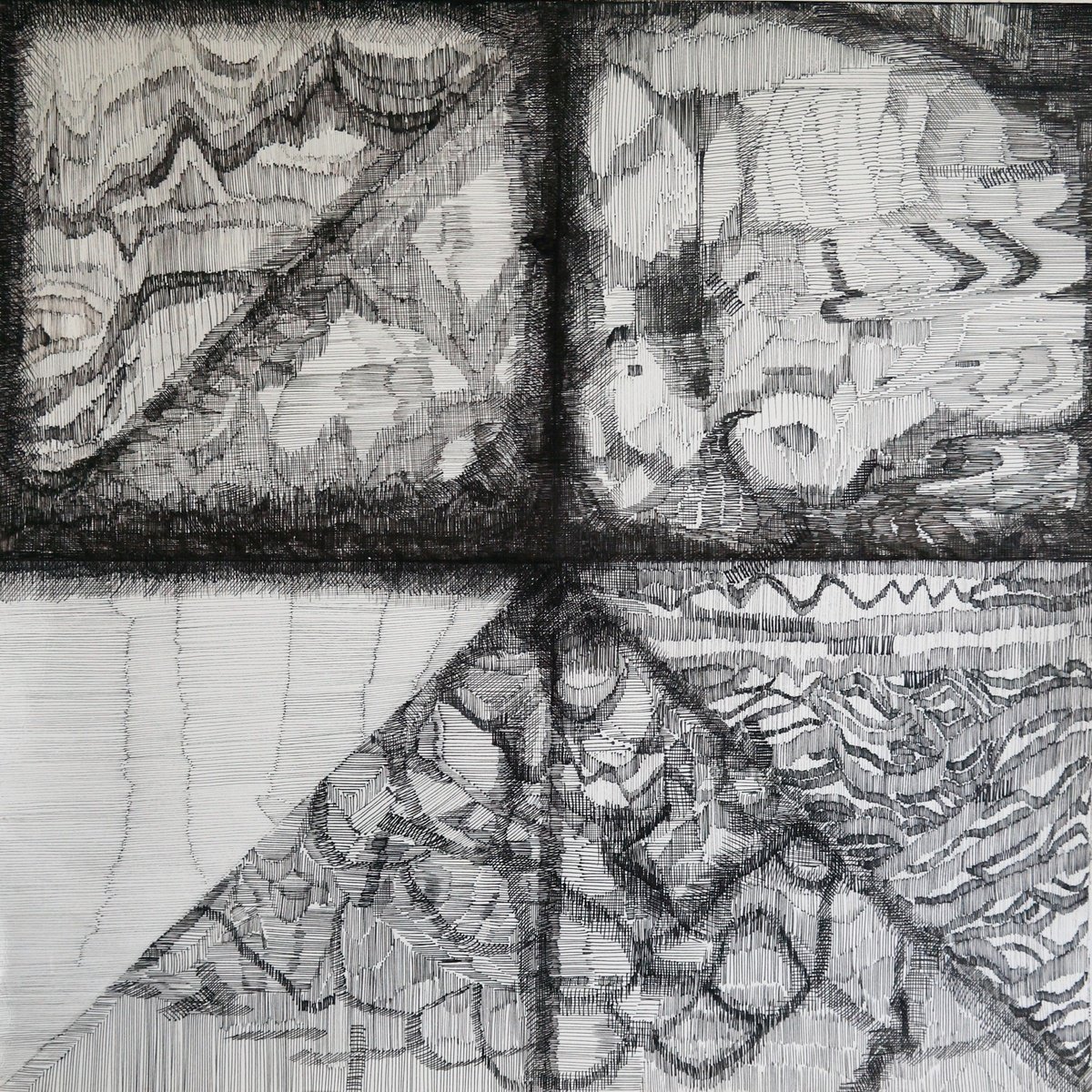 Geometric Abstract Ink Drawing By Anna Jannack, 15 X 15, House Of Lines Iii, Original Artwork